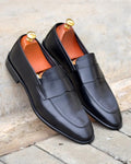 Men's Black Leather Sole Loafers